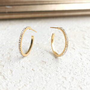 Julie Vos Windsor Cubic Zirconia Gold Small Hoop Earrings